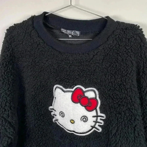 Dolls Kill x Hello‎ Kitty Black Teddy Sweatshirt - Picture 3 of 6